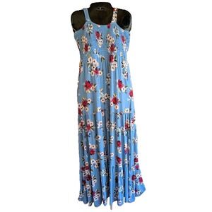 Ann Taylor Loft Maxi Dress Sz XS Flowy Floral Sleeveless Smocked Tiered Feminine